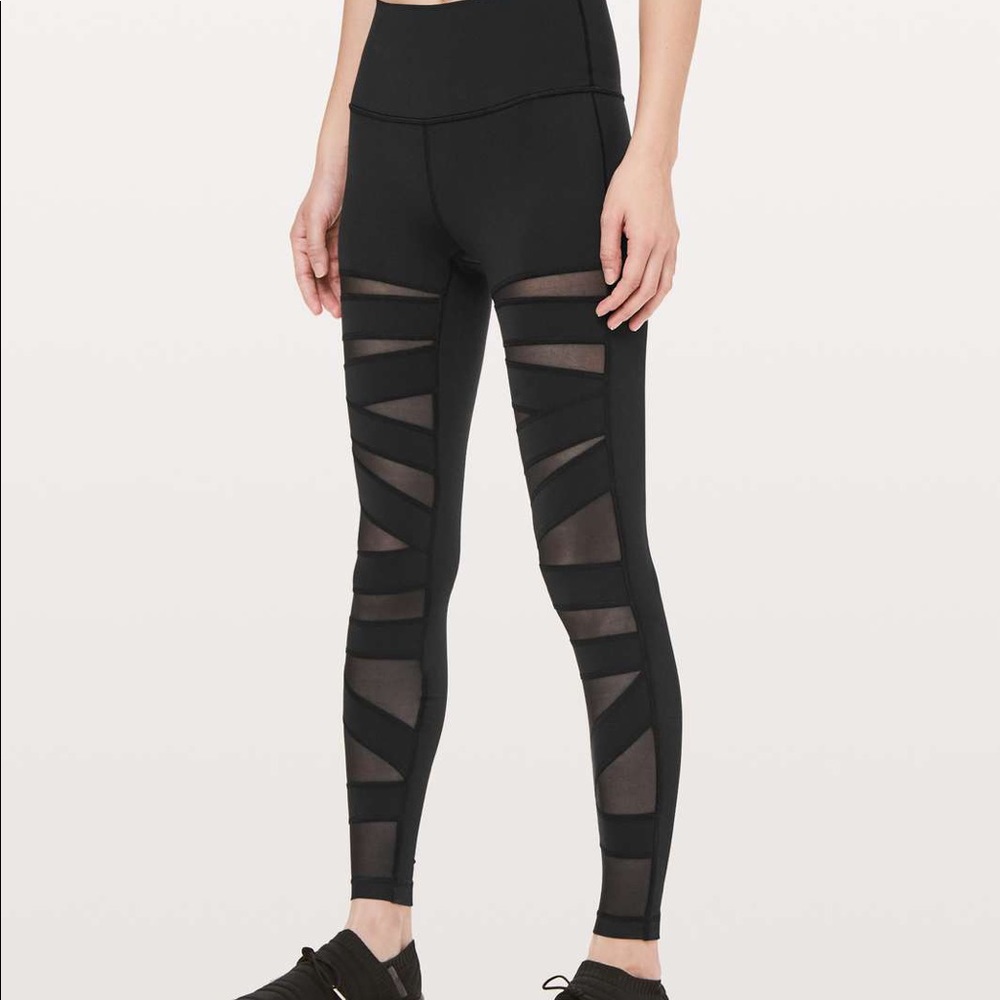 NWT Lululemon Wunder Under HR Tight *SE Tech Leggings Mesh Black Size 2